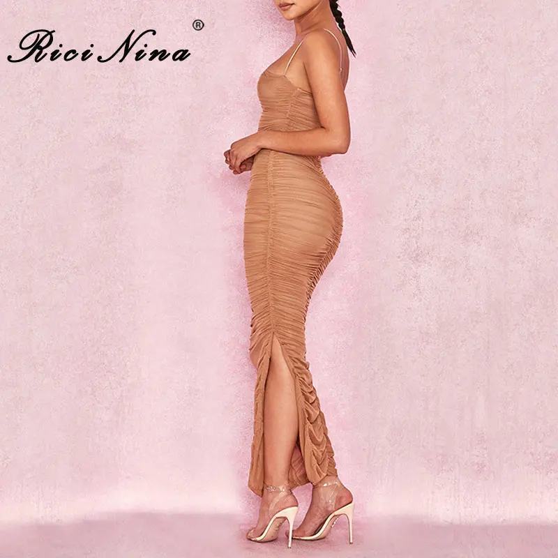 RICININA 2019 Women Dress Woman Spaghetti Strap Strapless Slim Slit Party Dress Ladies Summer Beach Club Dress Vestidos
