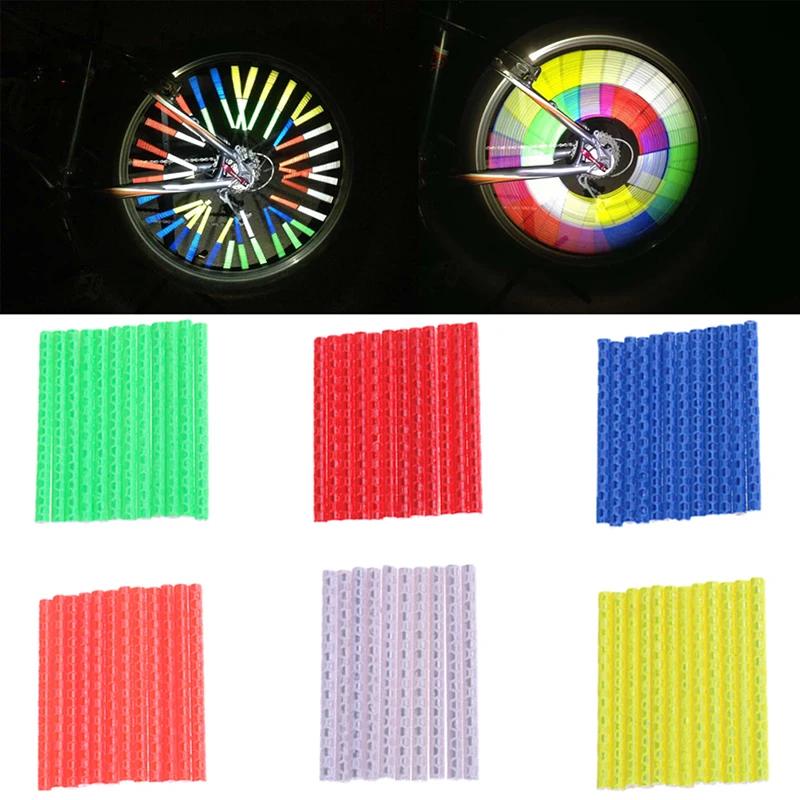 

1bag Bicycle Mountain Bike Riding Wheel Rim Spoke Mount Clip Tube Warning Light Strip Reflector Reflective Outdoor
