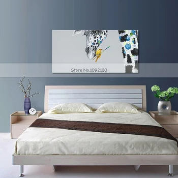 

Modern Wall Art Hand Painted Funny Animal Oil Painting on Canvas Handmade Large Giraffe Acrylic Paintings Pallete Pictures