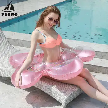 

FDBRO Adult Water Swimming Summer Beach Tube Raft Inflatable Fun Pool Toys 140cm Inflatable Gittler Flower Swim Ring Pool Float