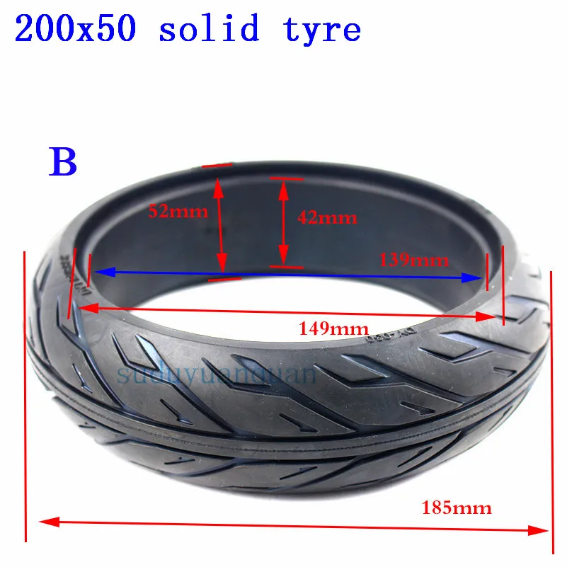 200X50 Электрический мини-велосипед Скутер мотоцикл бескамерное сплошное колесо шины " самобалансирующийся Ховерборд взрывозащищенные твердые шины - Цвет: tyre B