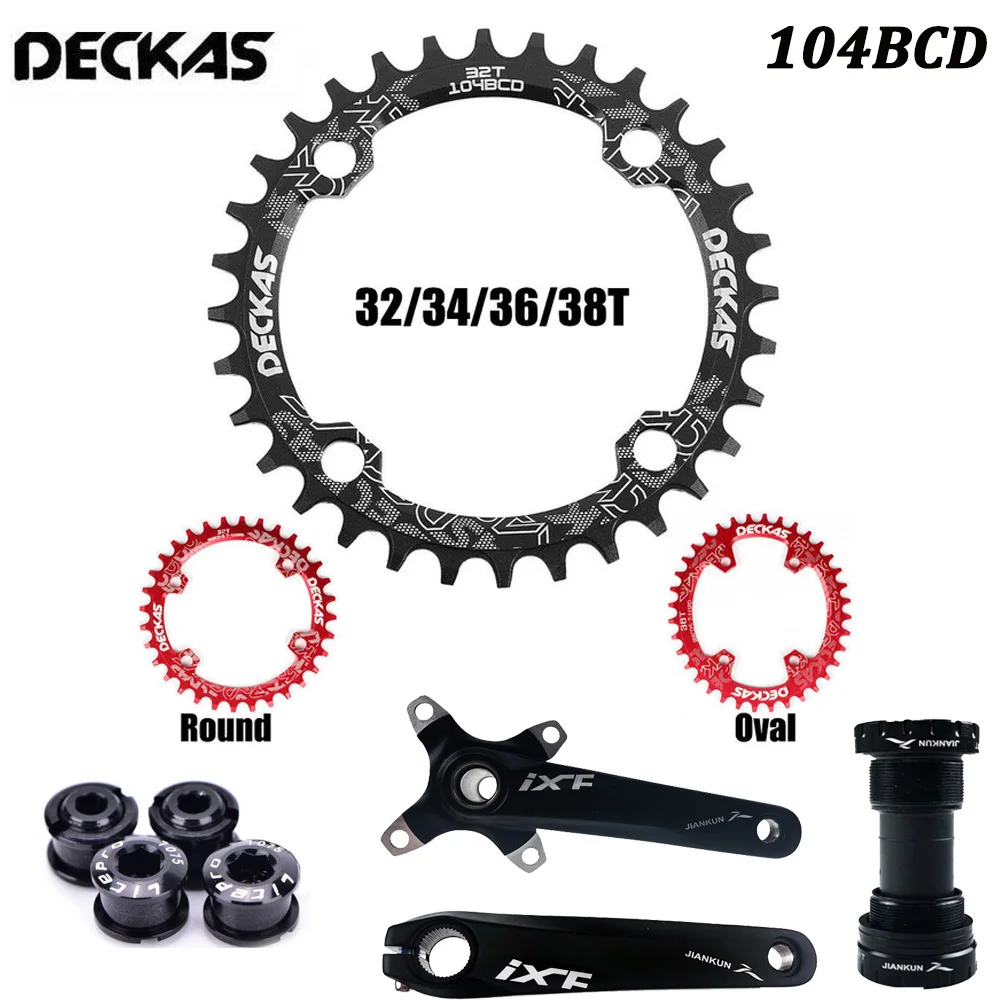 

DECKAS 104BCD Chainring Narrow Wide Chain Ring Crankset MTB 170mm Mountain Bike Road Bicycle Crank Set Screw Bottom Bracket BB