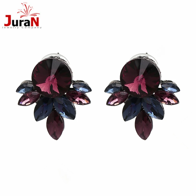 

JURAN 2018 simple Rinestone earrings Wholesale full crystal New statement water drop fashion crystal Stud Earrings for women