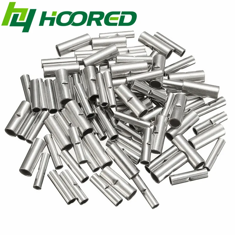 

100PCS/Lot Butt Splice Connectors Copper Tinned Splice Crimp Terminal Sleeve Cable Heat Shrink Tube Sleeving Kits
