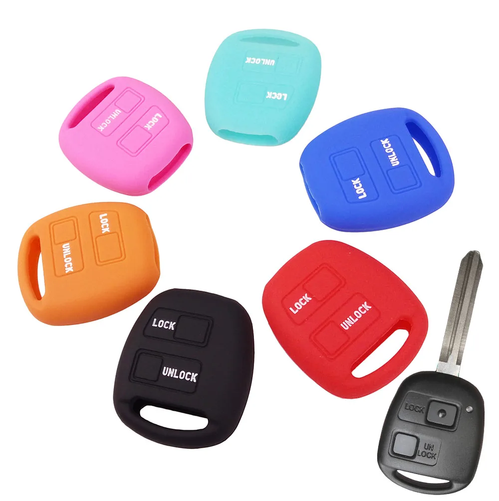 

2 BUTTON SILICONE KEY COVER FIT FOR TOYOTA YARIS AVENSIS CAMRY COROLLA CARINA PRADO PRIUS RAV4 4RUNNER PREVIA REMOTE FOB CASE