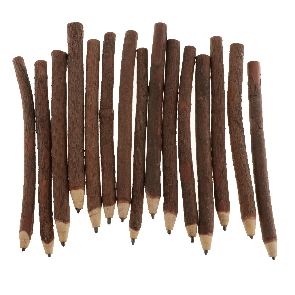 15pcs Shabby Chic Wooden Pencil Branch and Twig Graphite Pencil Crafts Writing Tool Decorative Stationery Novelty Gift 