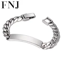 FNJ браслет-цепочка из серебра 925 пробы, простая мода, 18 см, 20 см, чистый S925 тайский серебряный браслет для женщин и мужчин, ювелирное изделие