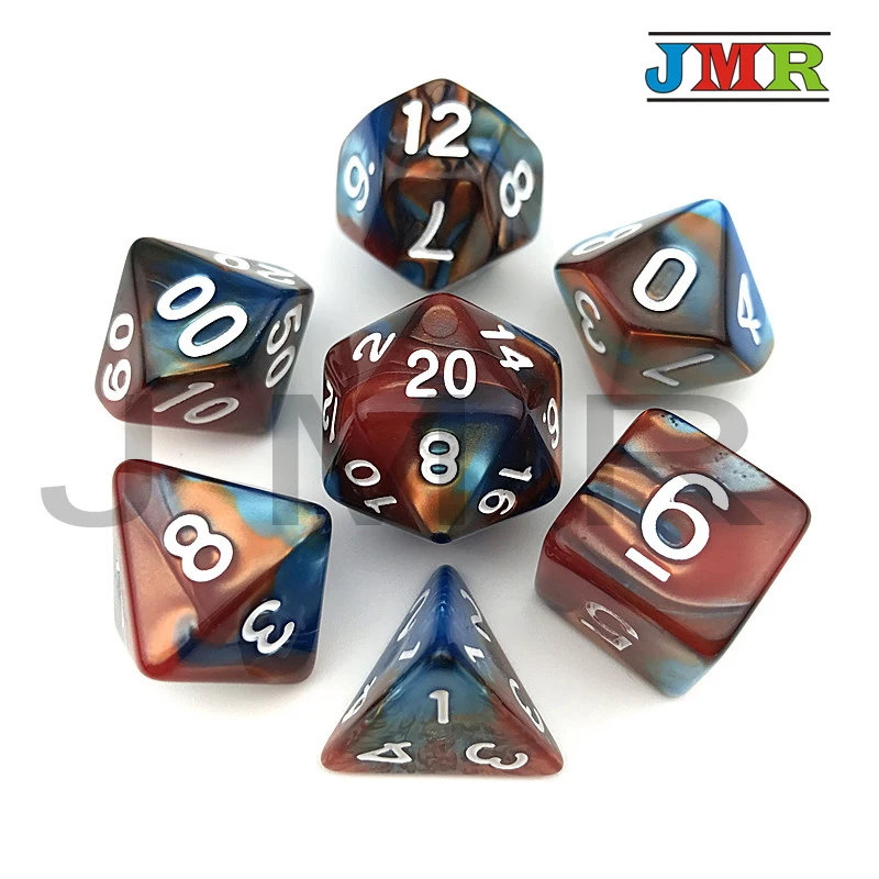 

Top quality Brown with Blue Color Playing Game for Dungeons and Dragons 2 Color Effect Rpg Game Dice for Desk Game