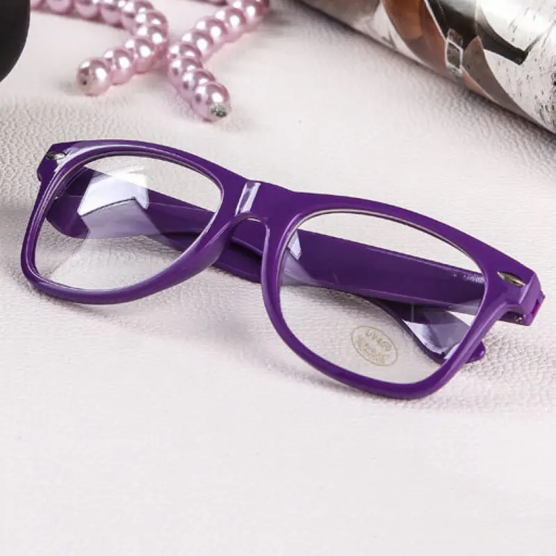 Mayitr 1pc Fashion Nerd Clear Glasses Clear Lens Geek Glasses 16 Colors Plain Mirror Plastic Full frame Eyeglasses Eyewear