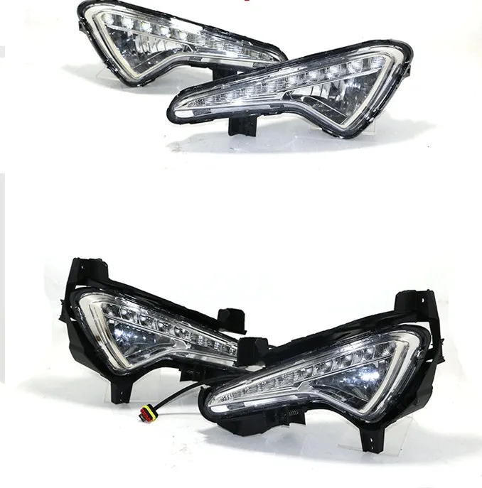 EOsuns светодиодные дневные ходовые огни drl+ Противотуманные фары для hyundai verna-16 с динамическим движущимся желтым сигналом поворота и синей ночью