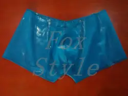 Бесплатная доставка! Латексные сексуальные шорты с карманом спереди для мужчин в trasparent синий
