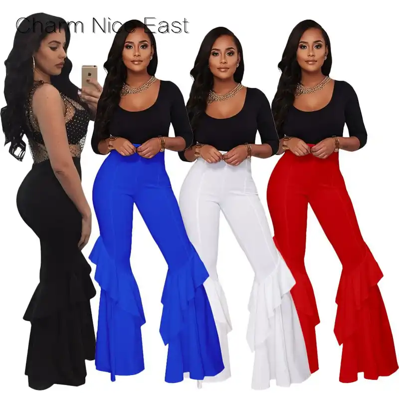 ruffle flare trousers