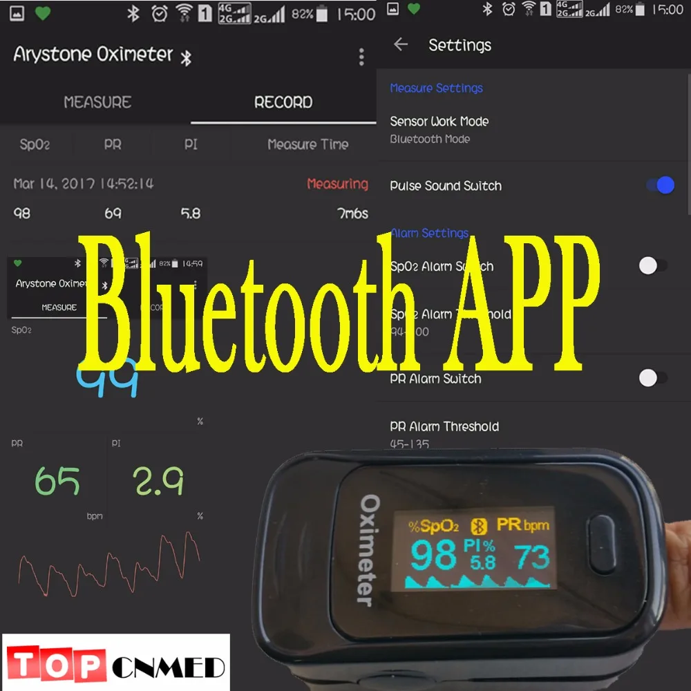 Andriod приложение мобильный телефон Bluetooth 4 0 OLED пальца Пульсоксиметр палец SPO2 PR