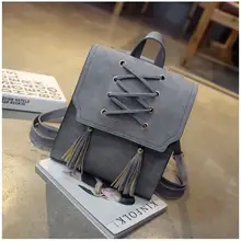 1 piece Pu Leather bandage Tassel Square Weave Women Backpack School bag for teenager Girls Female