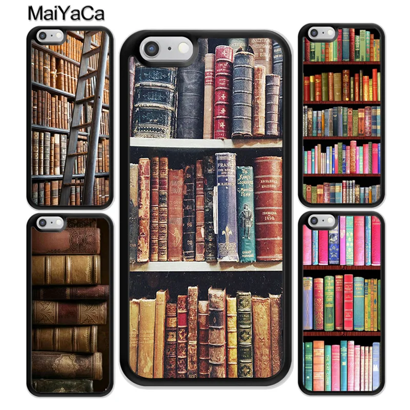 

MaiYaCa Vintage BOOK Bookworm bookshelf Printed Soft Rubber Phone Cases For iPhone 6 6S 7 8 Plus X XS MAX XR SE Back Cover Skin