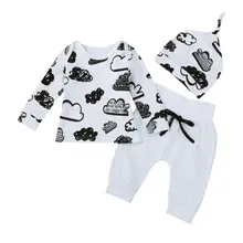 Футболка с принтом облака для новорожденных мальчиков и девочек топ+ штаны комплект одежды L9152