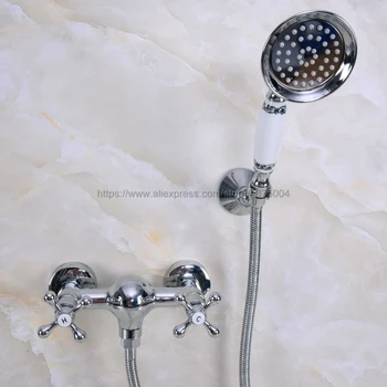 Wall Mounted Chrome Bath Faucets Bathroom Basin Mixer Tap Crane With Hand Shower Head Shower Faucet Sets Nna277 jomoo shower head wall mounted bath shower chrome bathroom shower set hand shower with shower hose holder kit watering can