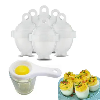 

6pcs/Set Egg Cookers/Hard Boil Boiled Eggs Cooker without Shells Omelette Molds + Egg Separator Kitchen Cooking Tools