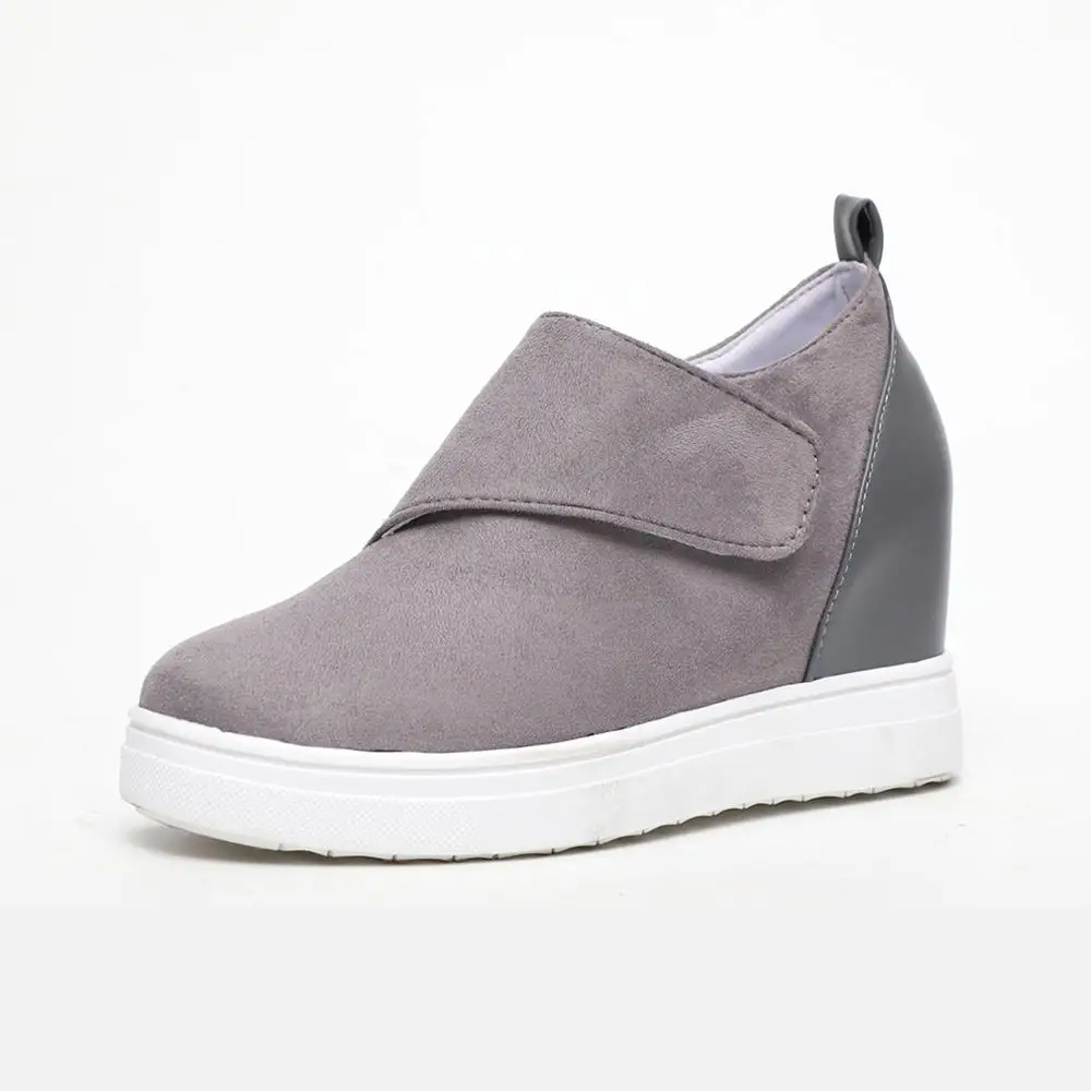 

SLHJC Women Inner Heel Height Increasing Shoes Round Toe Spring Summer Flats Plus Size Casual Sneakers