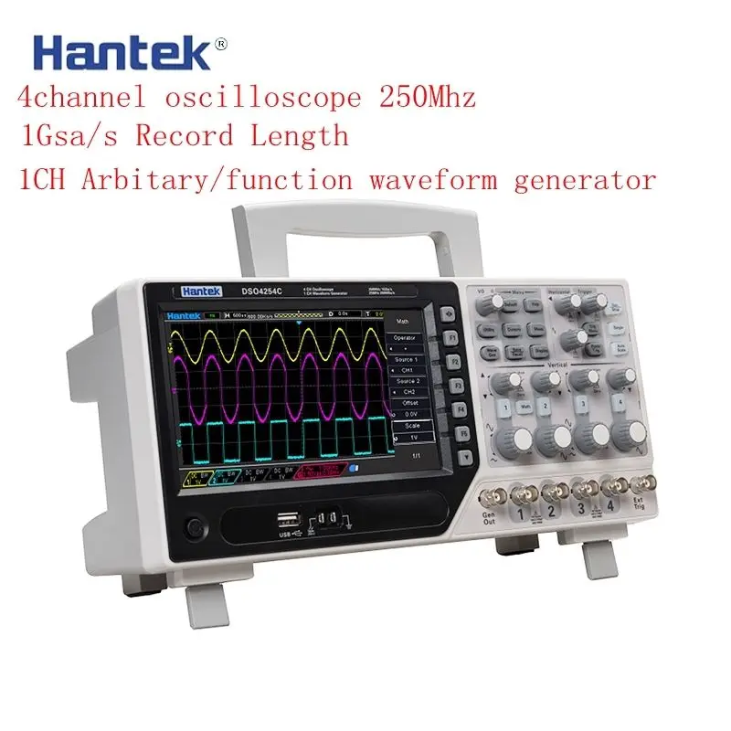 Hantek официальный DSO4254C цифровой осциллограф 4 канала ЖК-ПК портативный USB осциллографы+ EXT+ DVM+ Функция автоматического диапазона