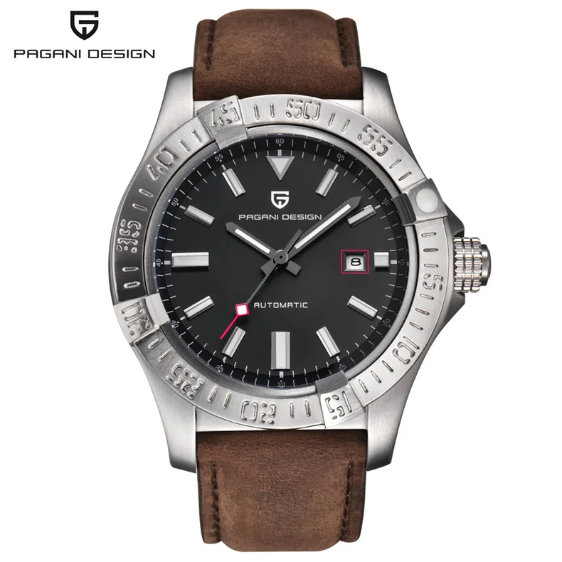 PAGANI Дизайн лучший бренд новые мужские классические механические часы водонепроницаемые 30 м из натуральной кожи роскошный большой циферблат автоматические часы - Цвет: L silver white B