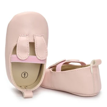 

Baby Girl Cute Rabbit Ear First Walkers Solid Pink Infant Elastic Band Princess Soft Sole Crib Sneakers Shoes