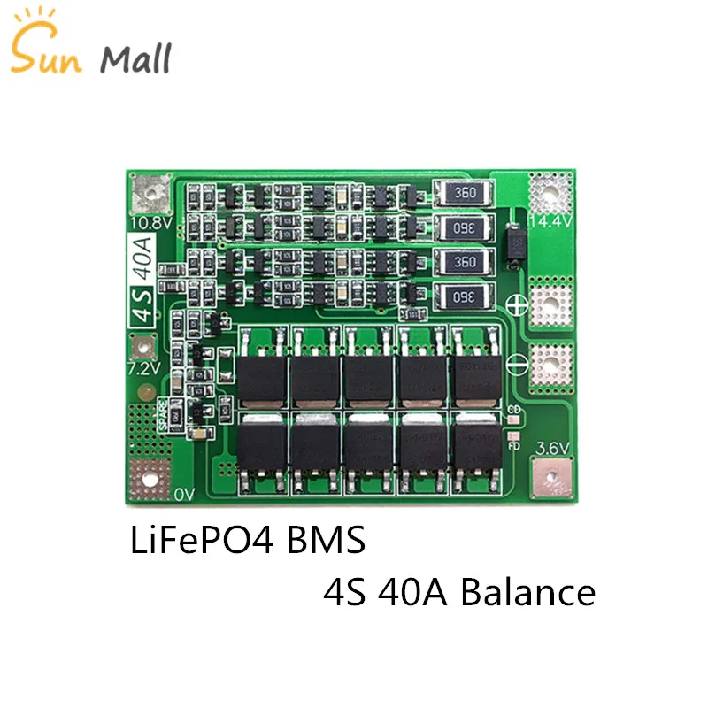 4S 40A 12,8 V 14,4 V 18650 LiFePO4 BMS/литиевая железная плата защиты батареи с выравниванием старта сверла стандарт/баланс - Цвет: Золотой