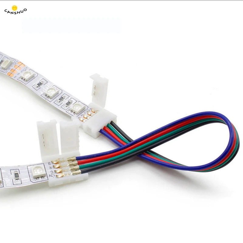 

CANSHUO Wholesale 5Pcs/lot PCB Cable 4 Pin LED Strip Connectors 5050 10mm Width PCB Ribbon SMD5050 RGB Strip Color Adapter Hot