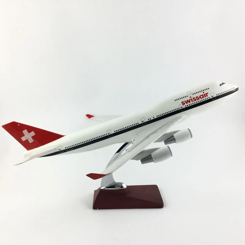 SWISSAIR авиалайнеров 45 см BOEING 747 SWISSAIR AIRLINES модель самолета игрушки для детей подарки на день рождения O