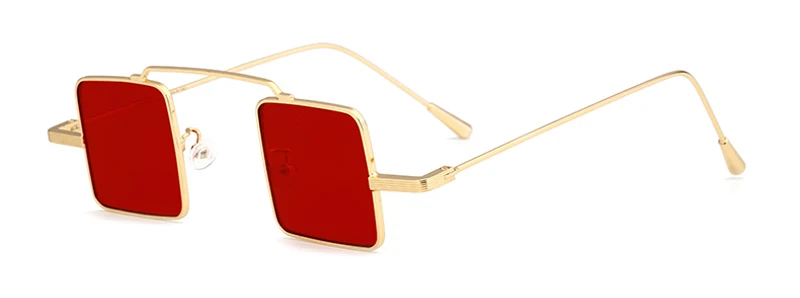 Peekaboo, маленькие квадратные солнцезащитные очки для мужчин, Ретро стиль, металлическая оправа,, черные, желтые, красные линзы, маленькие солнцезащитные очки для женщин, uv400 - Цвет линз: gold with clear red