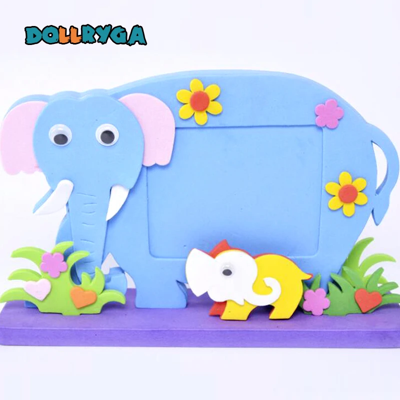 EVA Cartoon Photo Frame DIY Applique Children Handmade Non-woven Cloth Cartoon Animal Photo Frame Craft Art Craft Gift 1set
