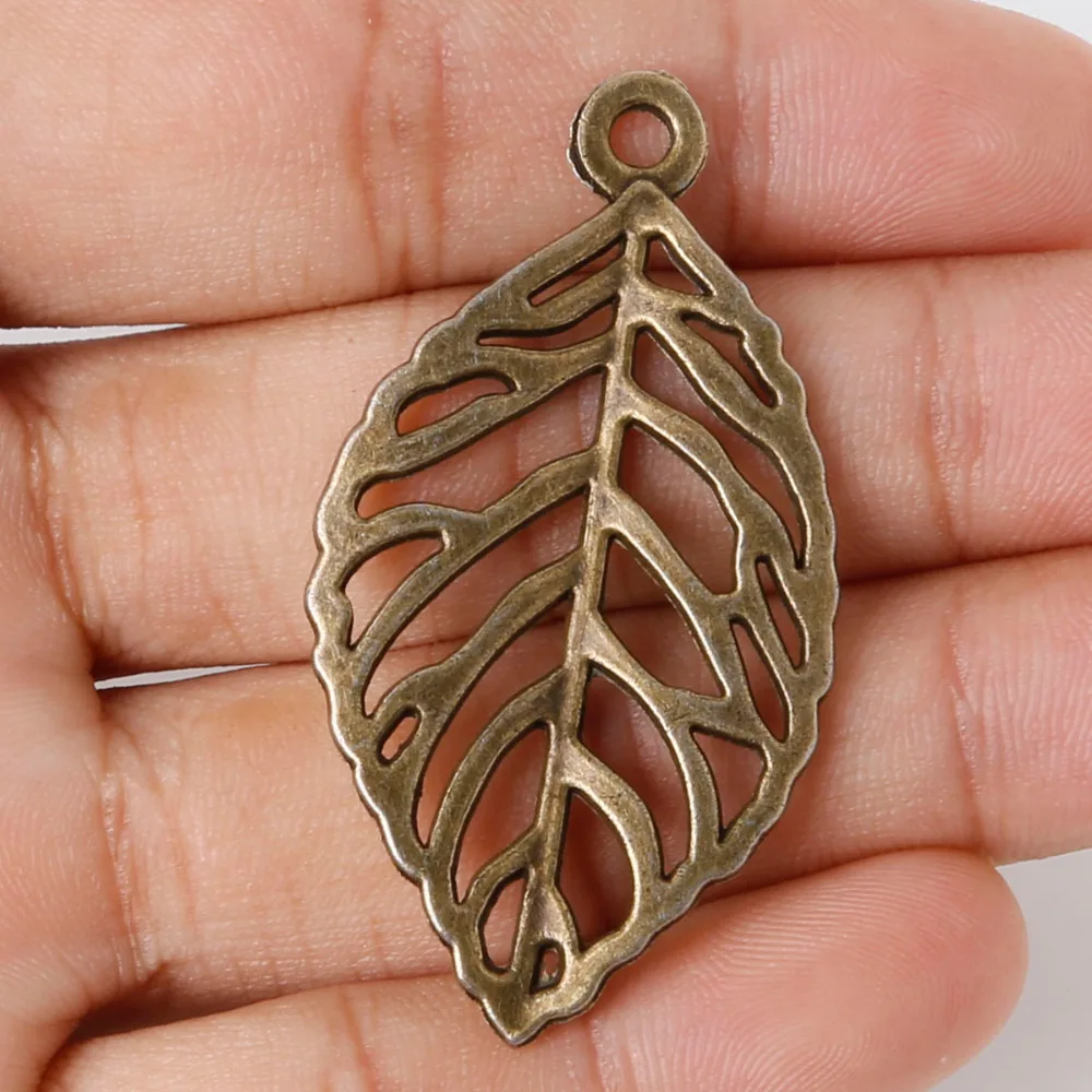 New Arrivals 20pcs 51*27mm Antique Bronze Plated Leaf Charms Pendant