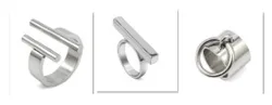 Unisex Silver - Tone Stainless Steel Ring - Customizable Wedding Band with Anti - Rust Finish in Three Elegant Styles - 8 (Style 123)