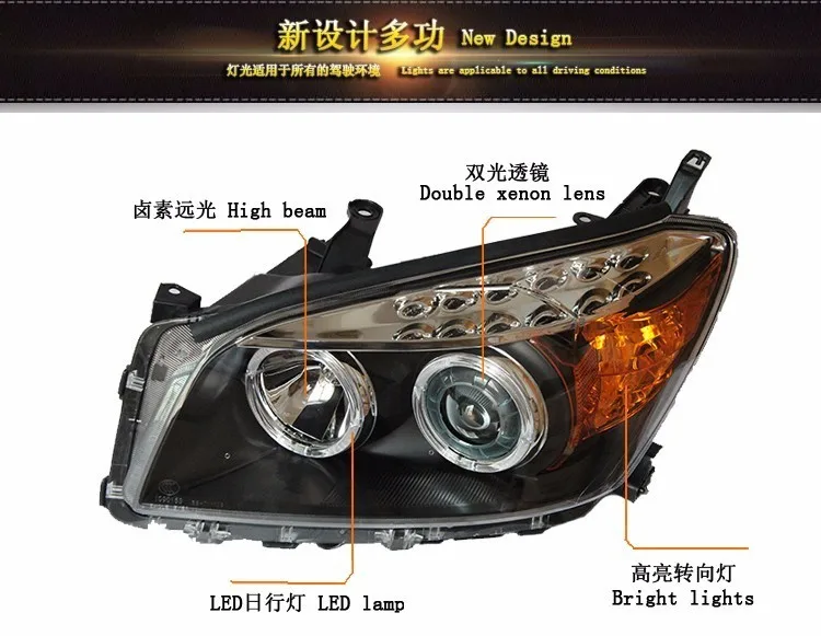 Car Styling Head lamp For Toyota RAV4 headlights 2009-2013 For RAV 4 LED Angel Eye DRL Q5 bi xenon lens h7 xenon Front light