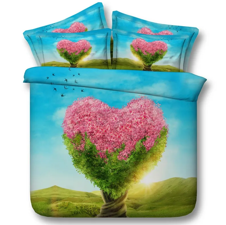 Love Bedding set 3D Heart duvet cover bed in a bag sheets spread bedspread quilt linen California King size Queen full twin 4pcs