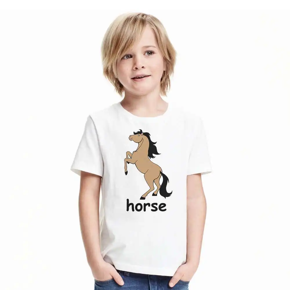 

2017 Kids Clothes Children T-shirt Horse Print Cotton short Sleeve boys animal print T Shirts Baby Tops 1T-6T toddlers tees