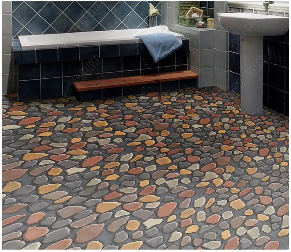 

custom photo wallpaper 3d flooring Waterproof self-adhesion murals Orange stone seamless collage floor stickers wallpaper decor