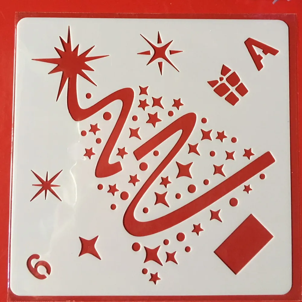 Hot Sale 13cm Star Pine Tree DIY Layering Stencils Wall Painting Scrapbook Coloring Embossing Album Decorative Card Template |