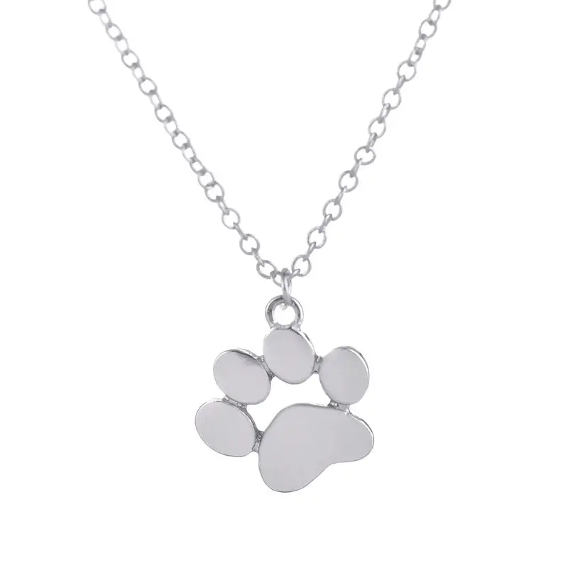 Oly2u милая собака Paw Print Серьги для Для женщин Кот и собака paw Серьги-гвоздики часть подарки ED124 - Окраска металла: silver necklace