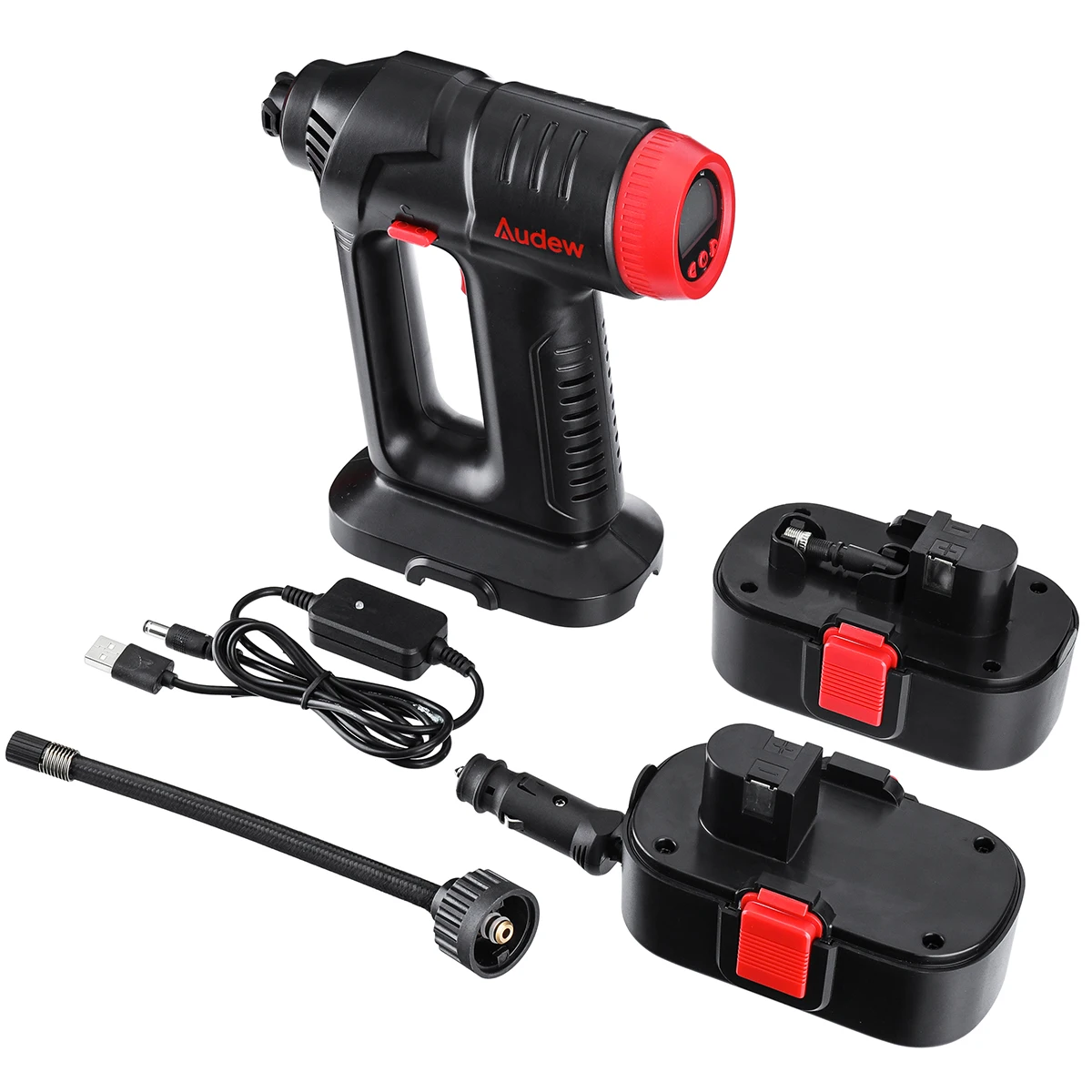  Audew 12V 160PSI Cordless Air Compressor Portable Tire Inflator Auto Hand Held Air Pump Digital LCD
