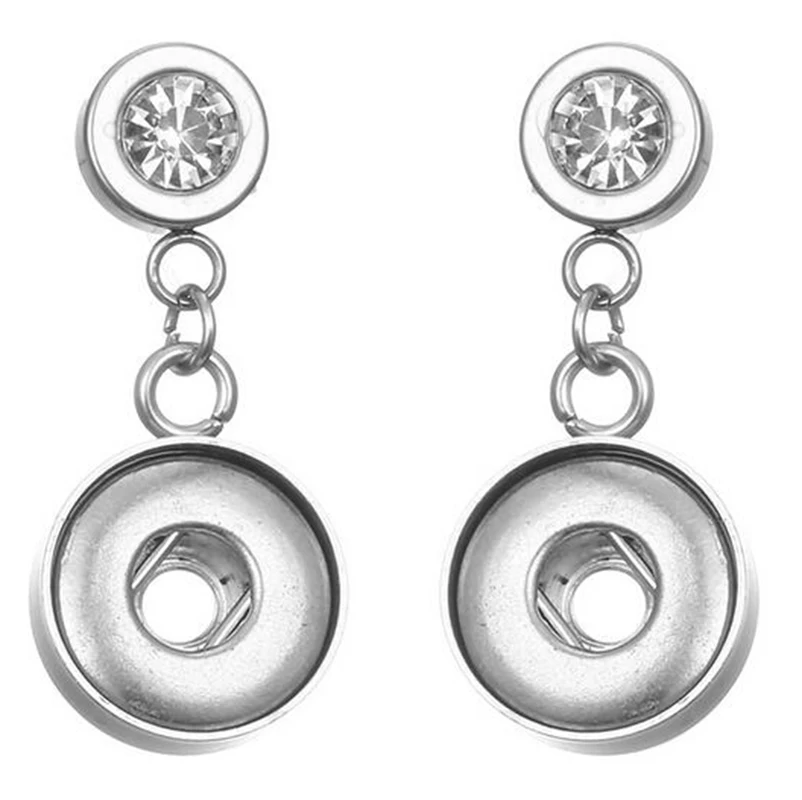 Fashion Snap Earrings Fit 12mm Snap Button Jewelry Trendy Silver Color Crystal Earrings Wedding