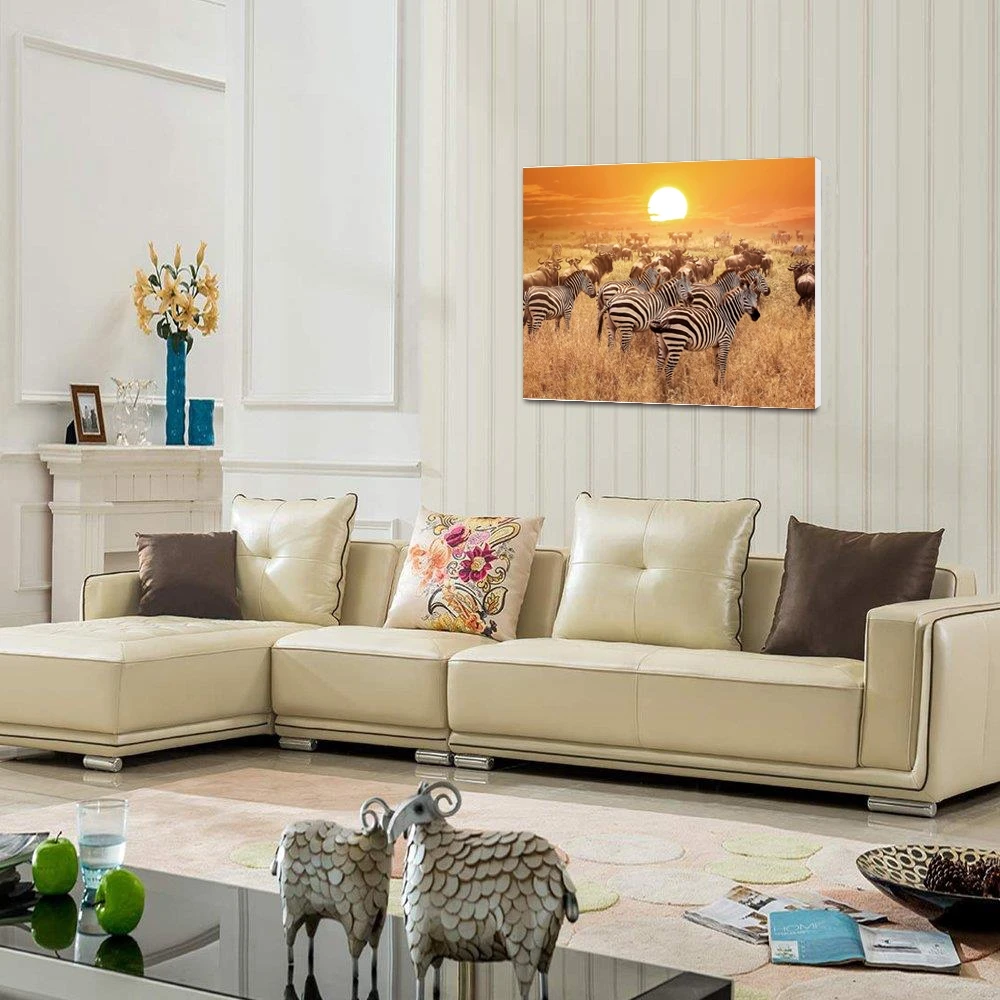 

Autumn Sunshine Zebra Animal Prints and Posters Print On Canvas Home Decor Vintage Wall Artwork for Living Room Home No Frame