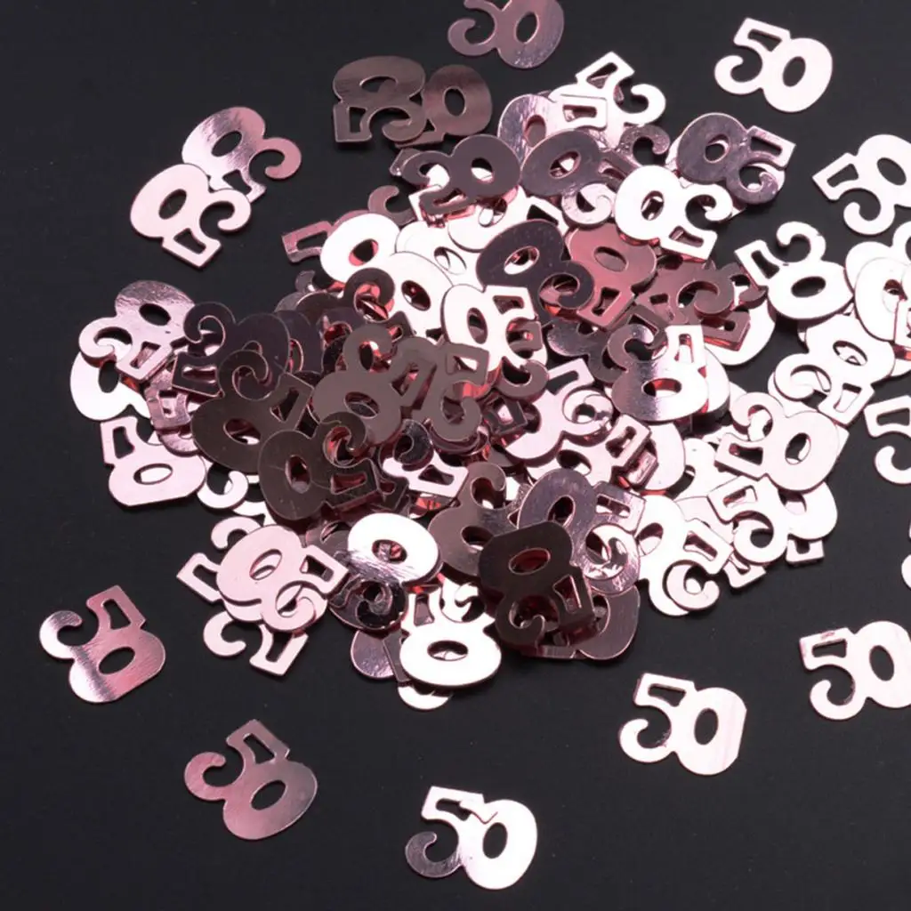 Rose Golden Digital Birthday Confetti Number Party Table Decor Scatters