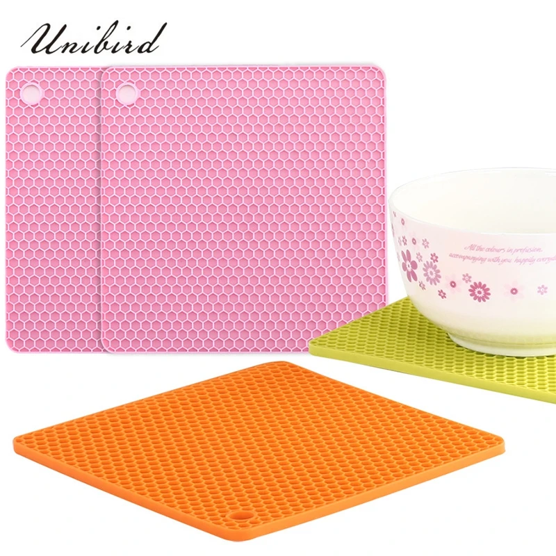 

Unibird 1Pc 4 in 1 Silicone Honeycomb Placemat Pot Holders Coaster Multipurpose Square Non-slip Mat Trivet Jar Opener Spoon Rest