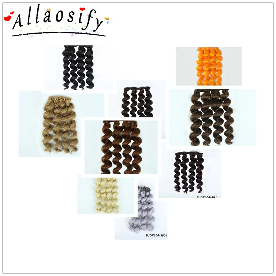 

Allaosify BJD wigs 15cm*100CM Black Gold Brown Silver Color Short curly Hair for 1/3 1/4 1/6 dolls DIY