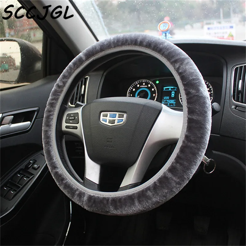 Новый 35 40 см DIY Автомобильный плюшевый Телескопический чехол на руль черный серый