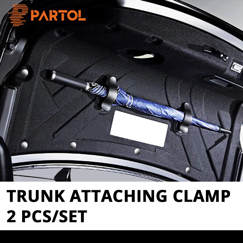 

Partol 2pcs Car Trunk Mounting Bracket Umbrella Clips Automobile Trunk Organizer for Umbrella Installation on Inner Plastic Case
