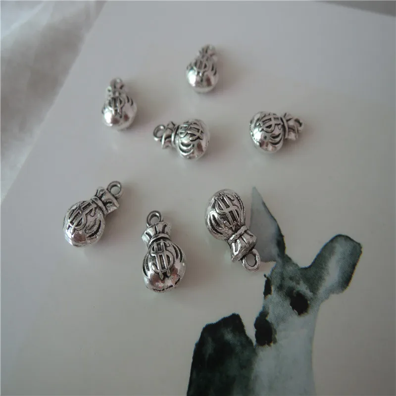 

10pcs/lot wholesale trendy dollar pocket pandant metal beads Charms antique zinc alloy beads for jewelry making free