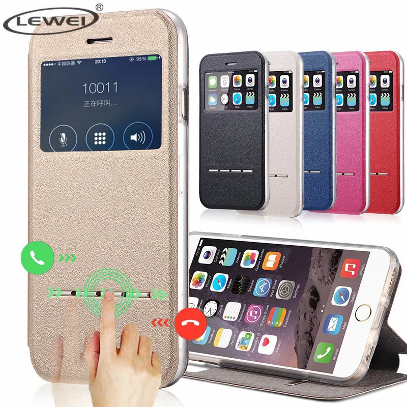 

Luxury Smart Front Window View Leather Filp Cover Case For iPhone 7 8 X Leather Sheath For iPhone XR XS Max 6 6s Plus 5s 4s Case