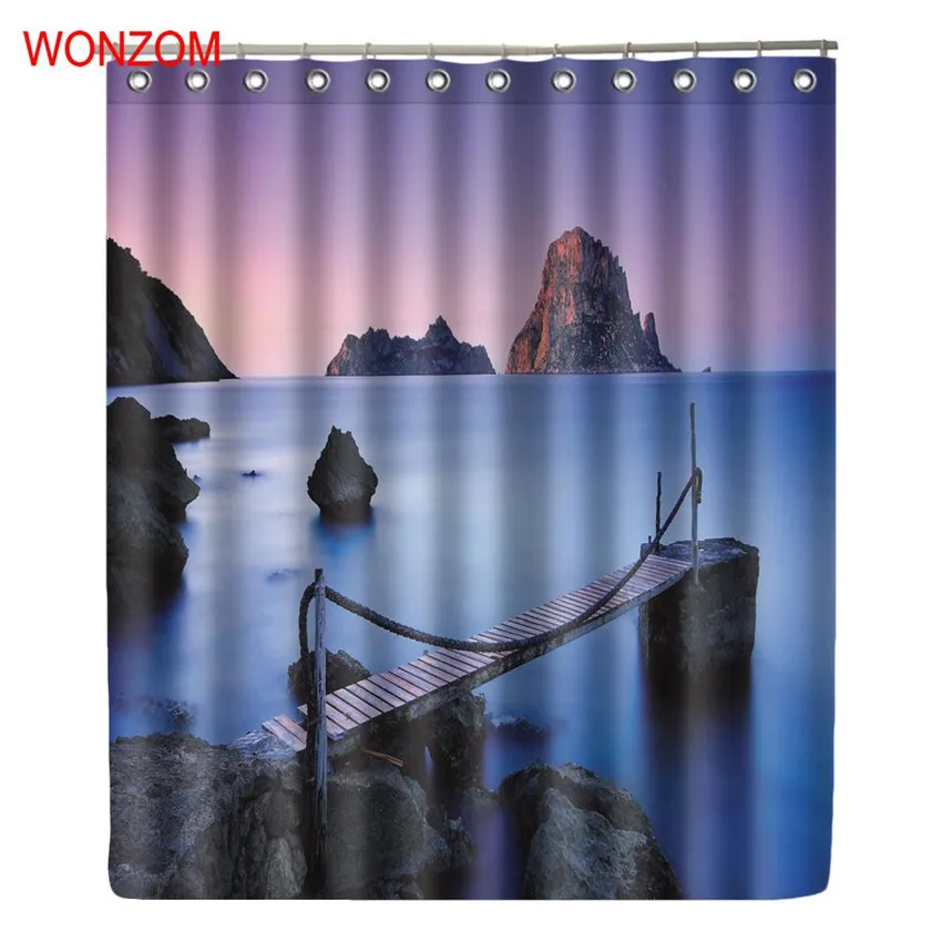 WONZOM 3D красивый мост душ Шторы s с 12 крючков для Ванная комната Декор современный пейзаж Ванна Водонепроницаемый Шторы подарок